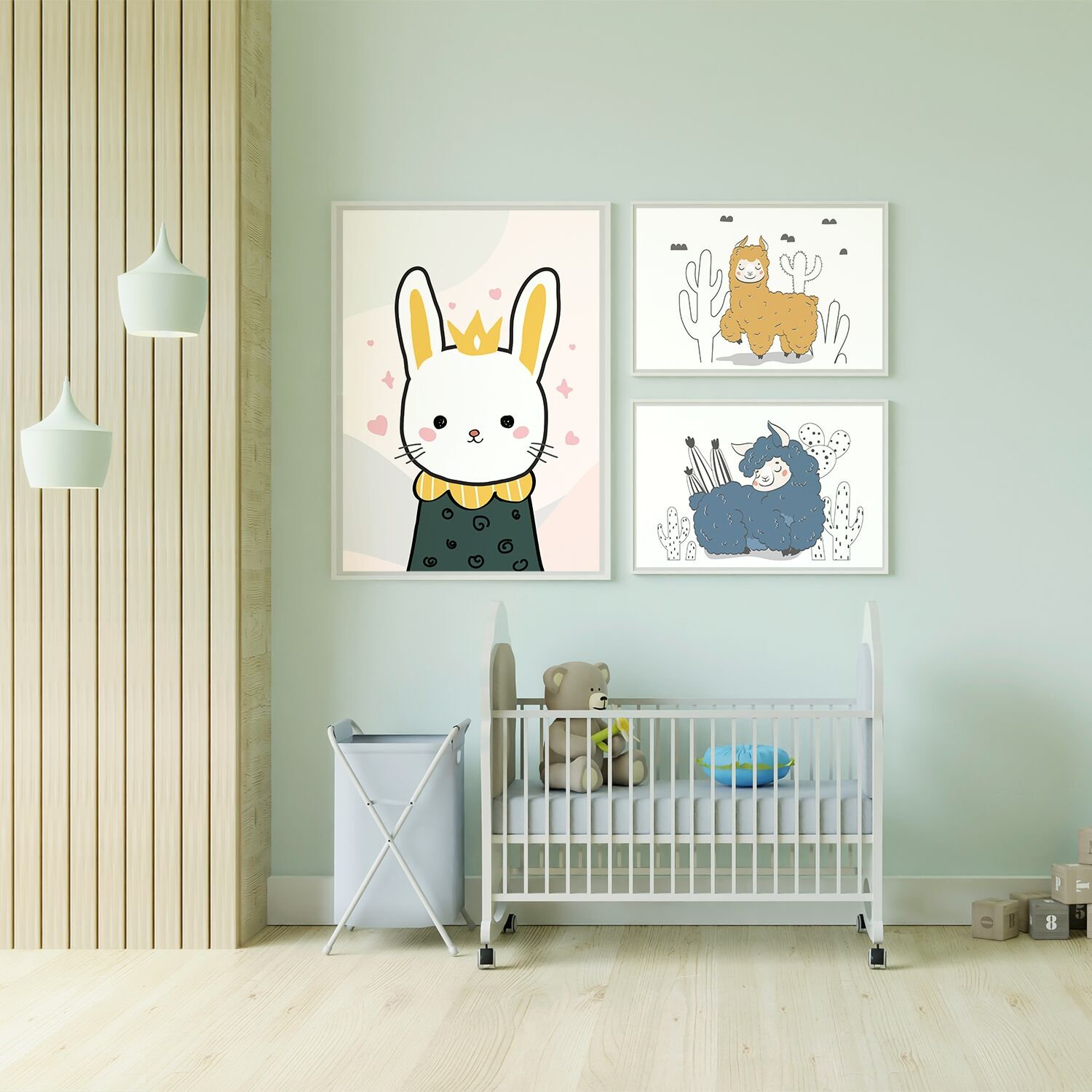 Yellow Sheep With Cactus Premium Matte Paper Wooden Framed Poster - Image 4