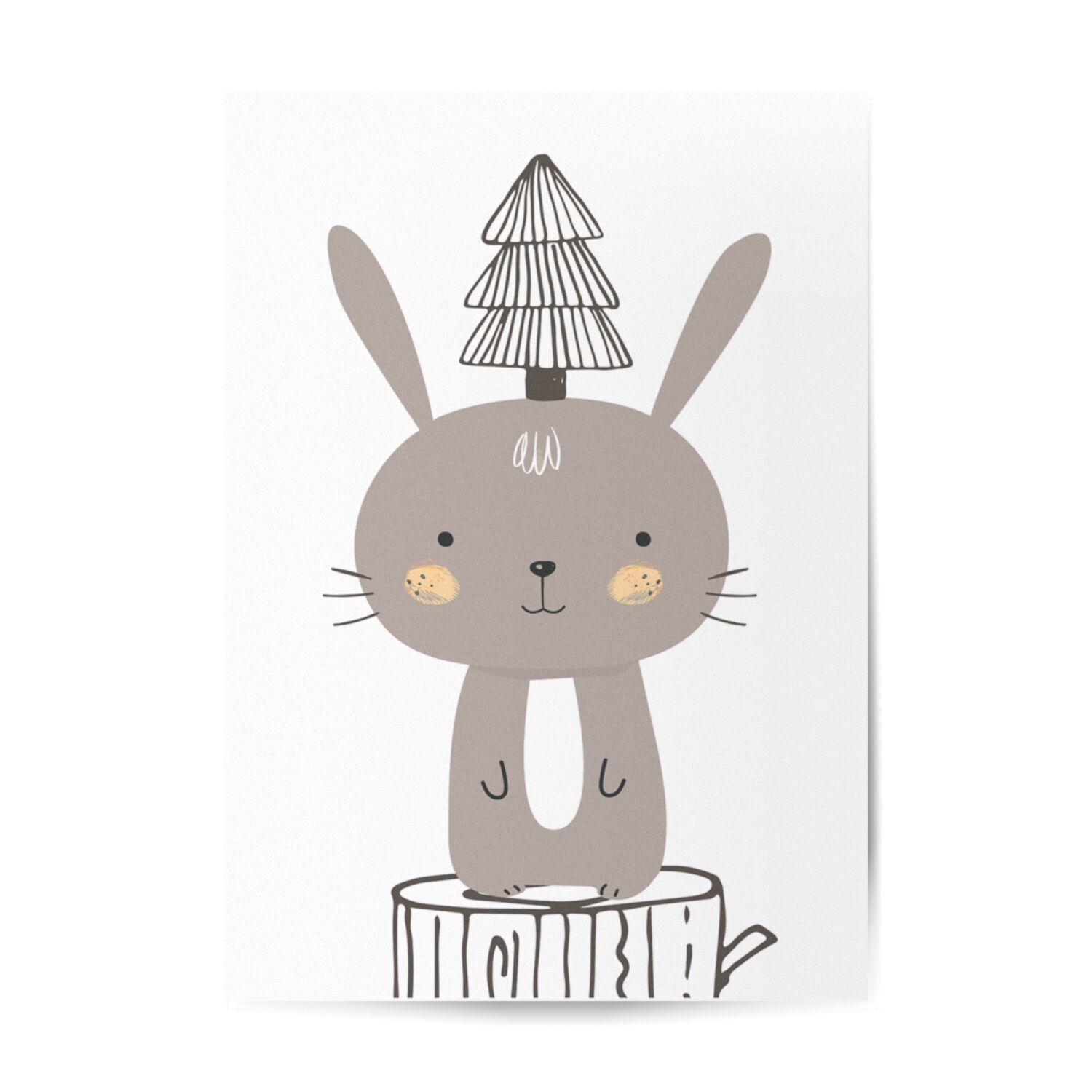 Rabbit With Pine Tree Premium Matte Paper Poster