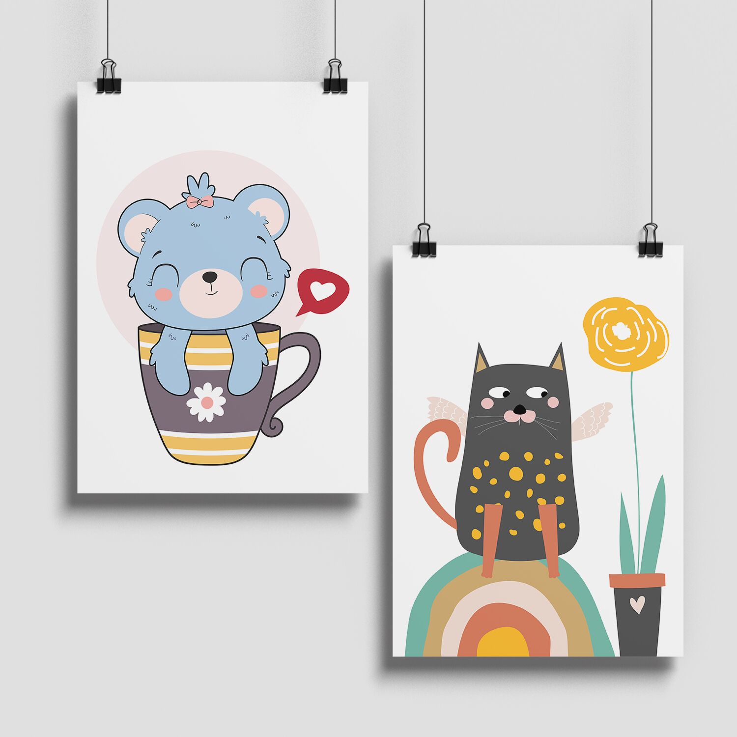 Bear In Cup Premium Matte Paper Wooden Framed Poster - Image 3