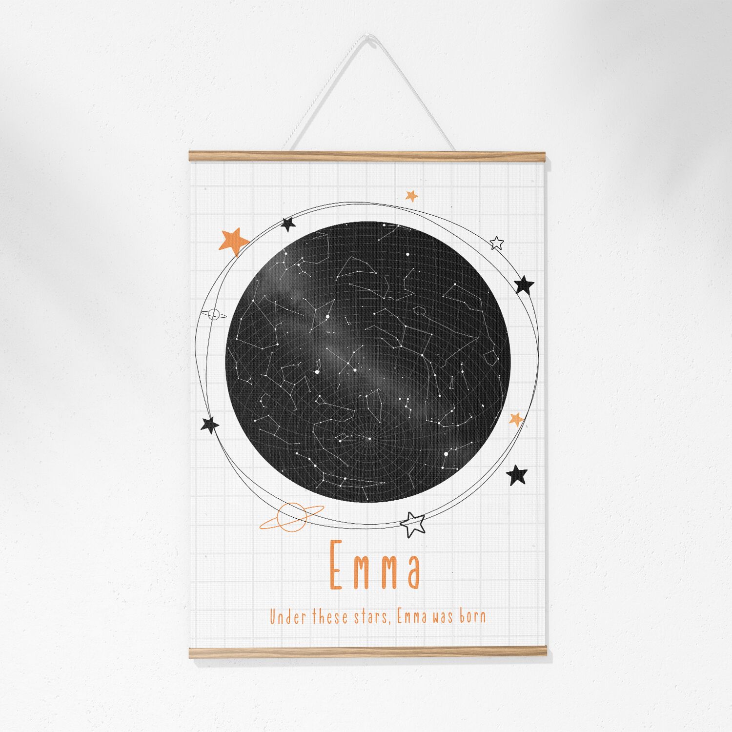 Custom Birthday Gift Star Poster with Hanger | Under the Stars | Personalized Name Print Poster - Image 2