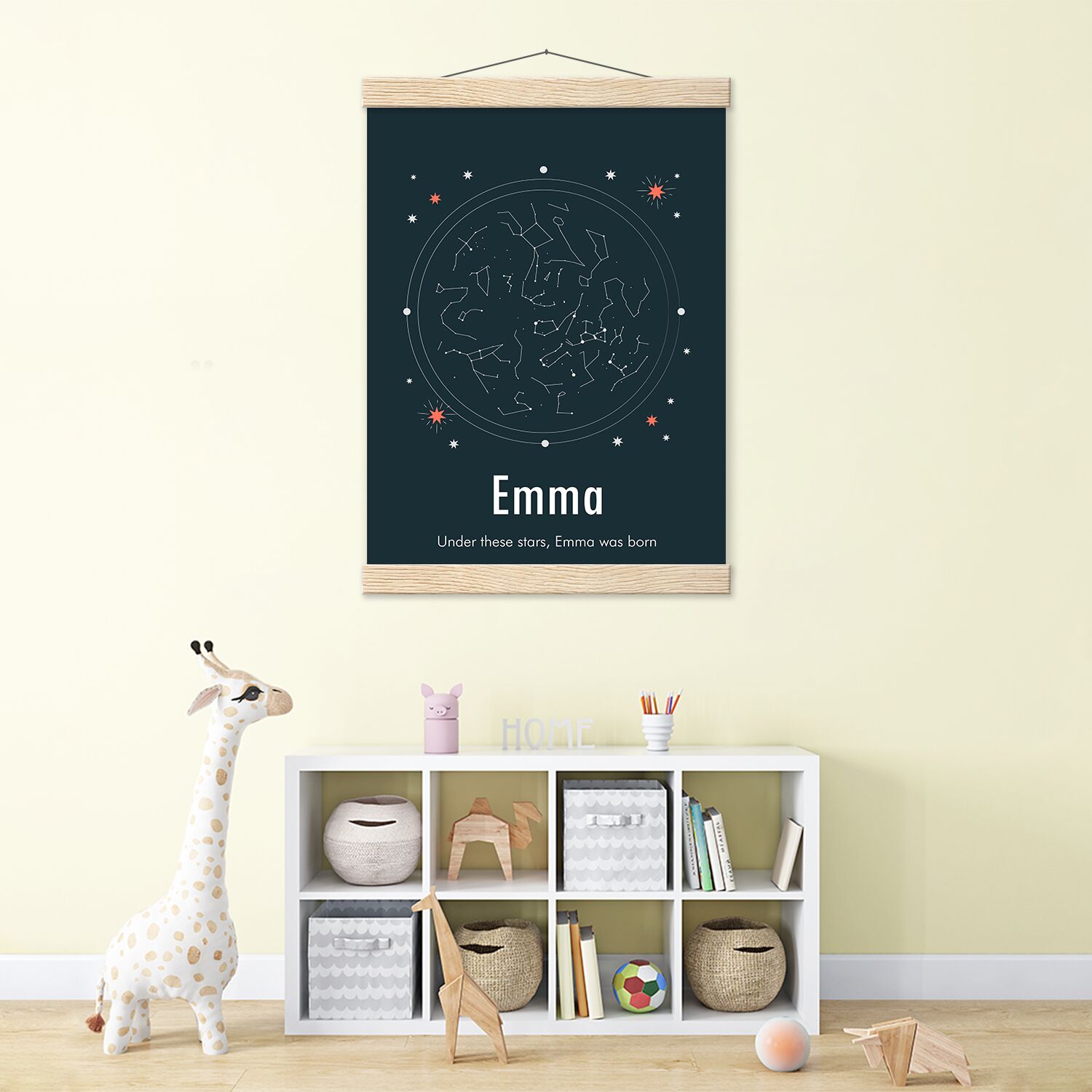 Custom Name Dark Star Map Print Under These Stars | Birthday Gift Poster with Hanger - Image 4