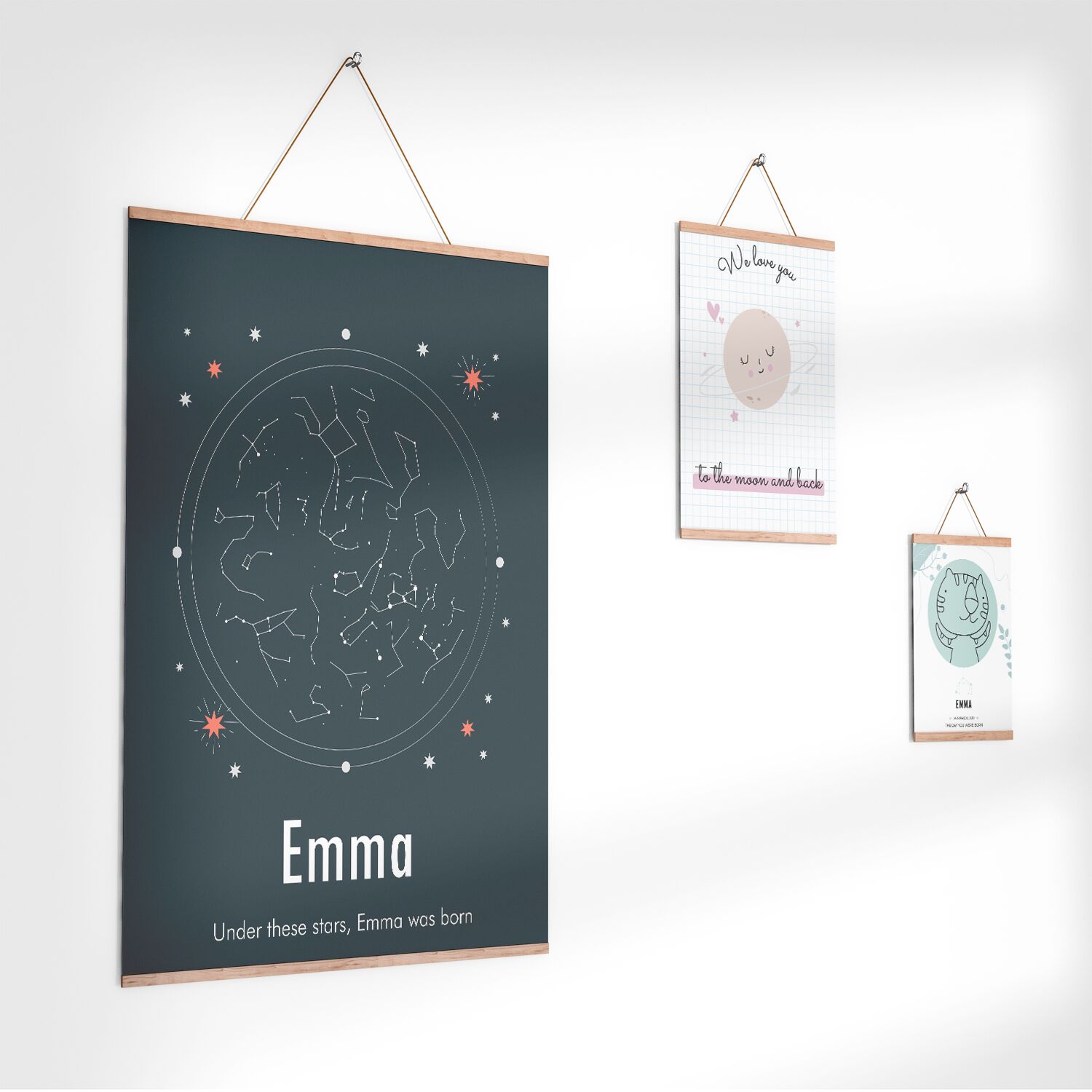 Custom Name Dark Star Map Print Under These Stars | Birthday Gift Poster with Hanger - Image 3