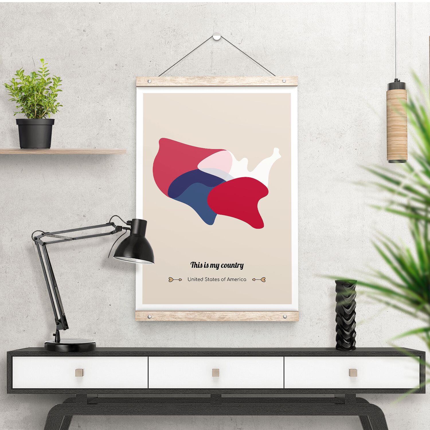USA Map For Kid's Room Decor Poster with Hangers - Image 2