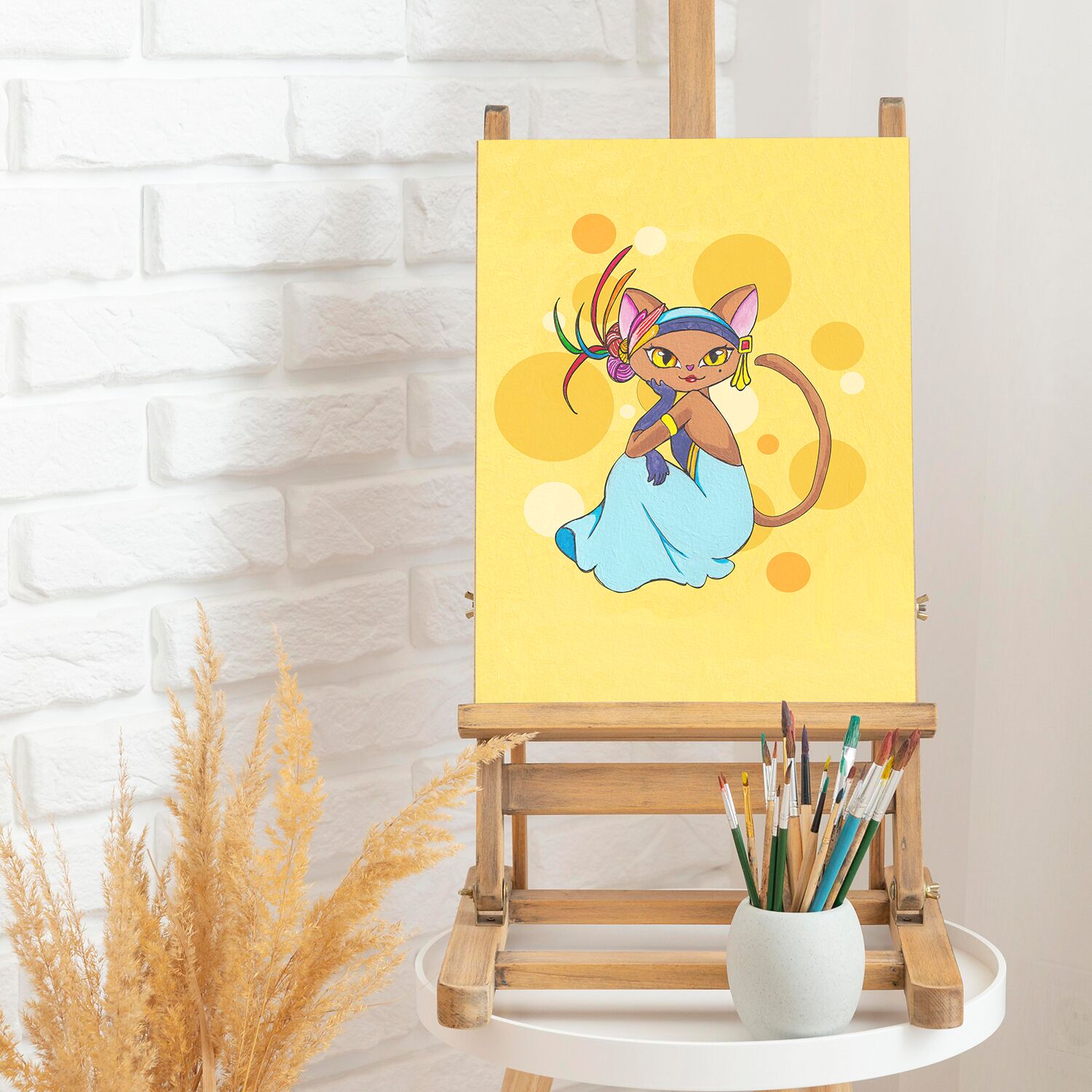 Fashionista Beauty Cat Premium Canvas - Image 4