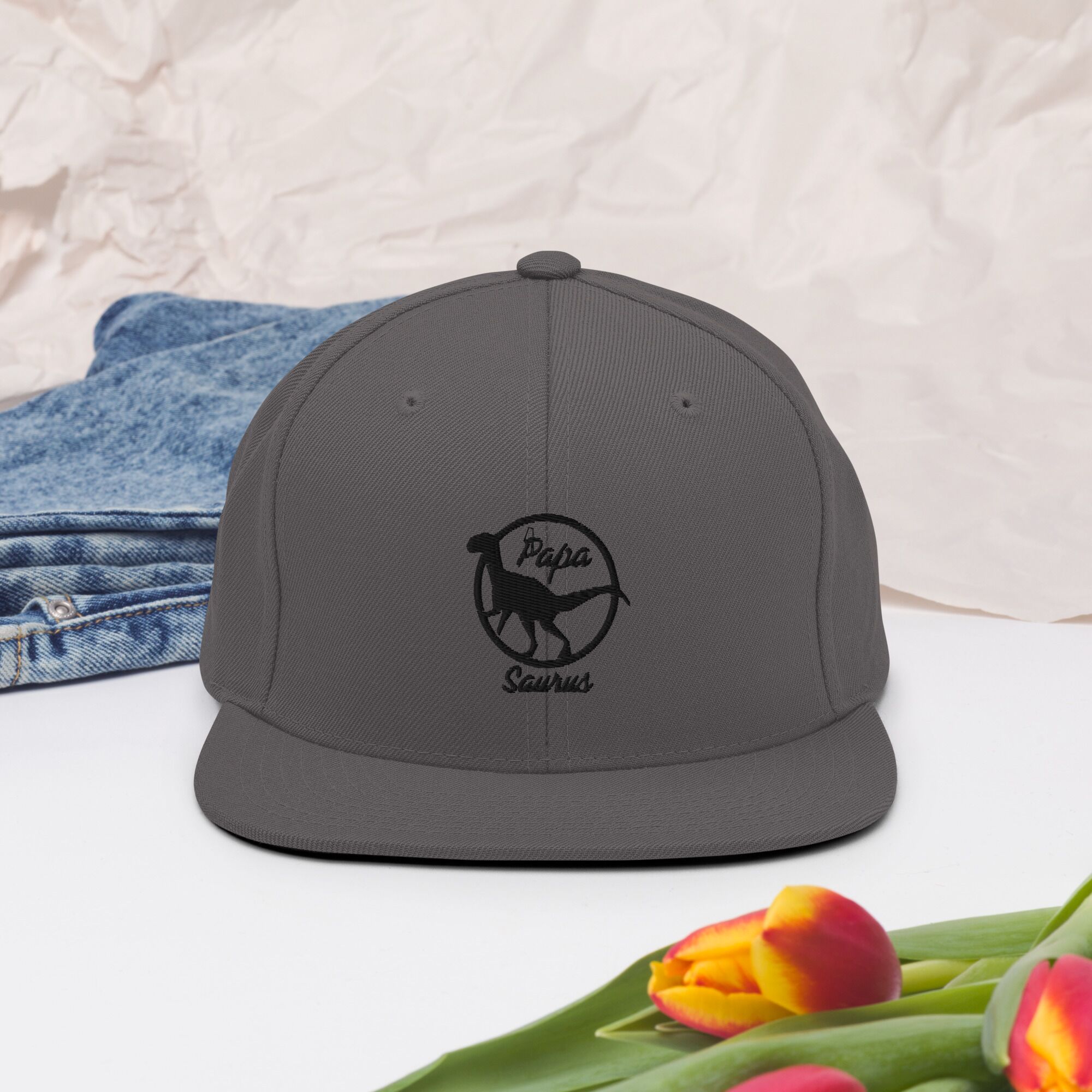 Papa Saurus Snapback Hat - Image 7