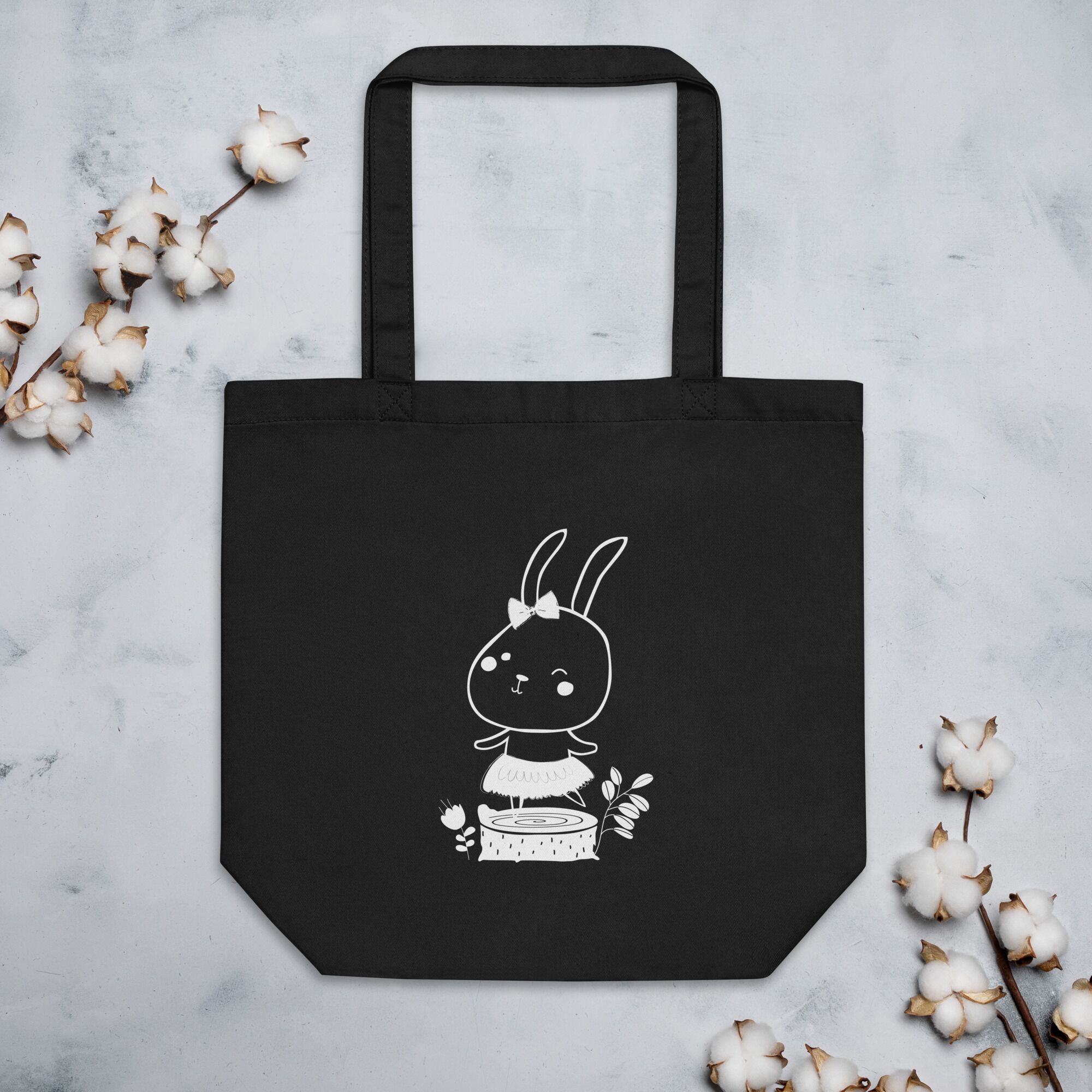 Boho Black Rabbit Eco Tote Bag - Image 5