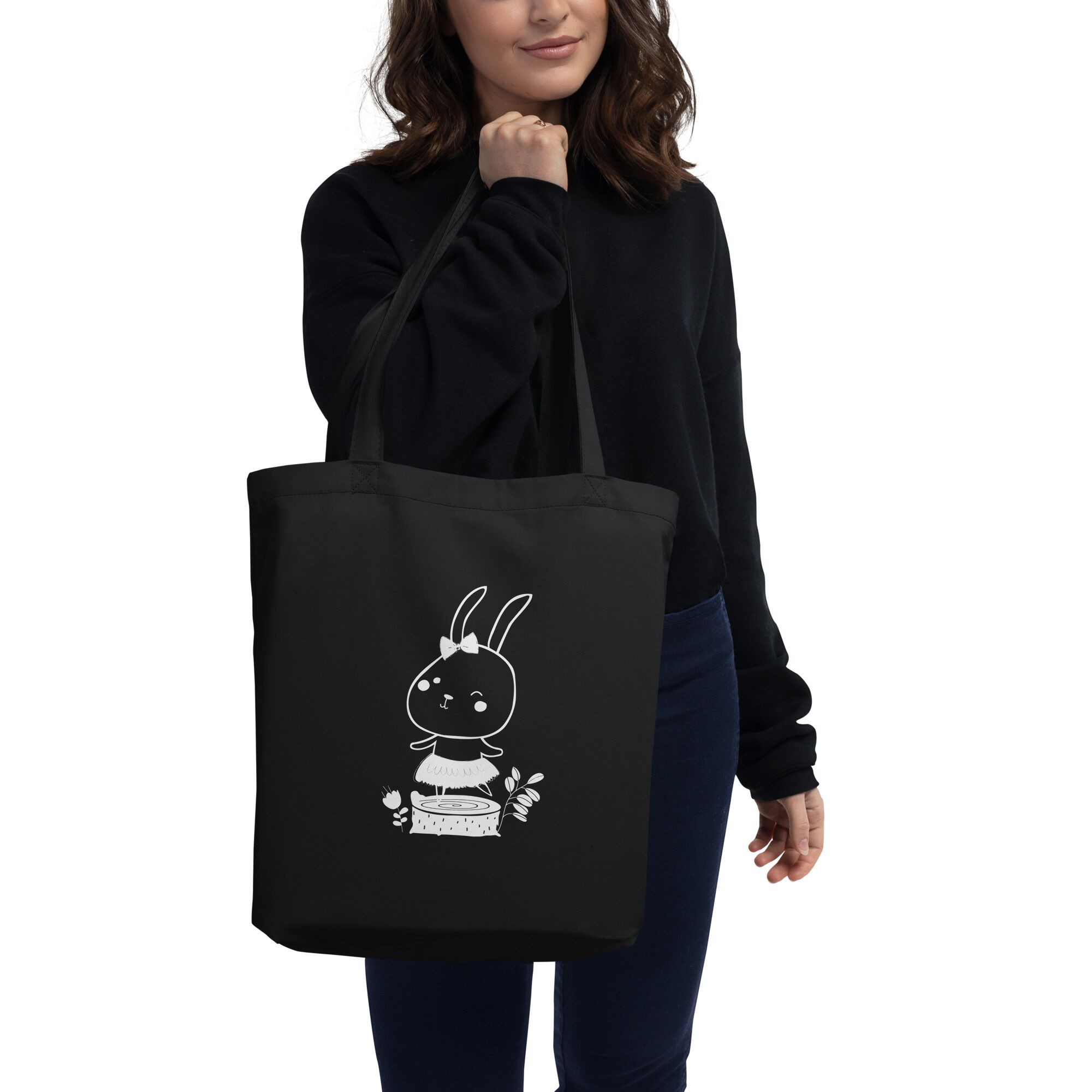 Boho Black Rabbit Eco Tote Bag - Image 6