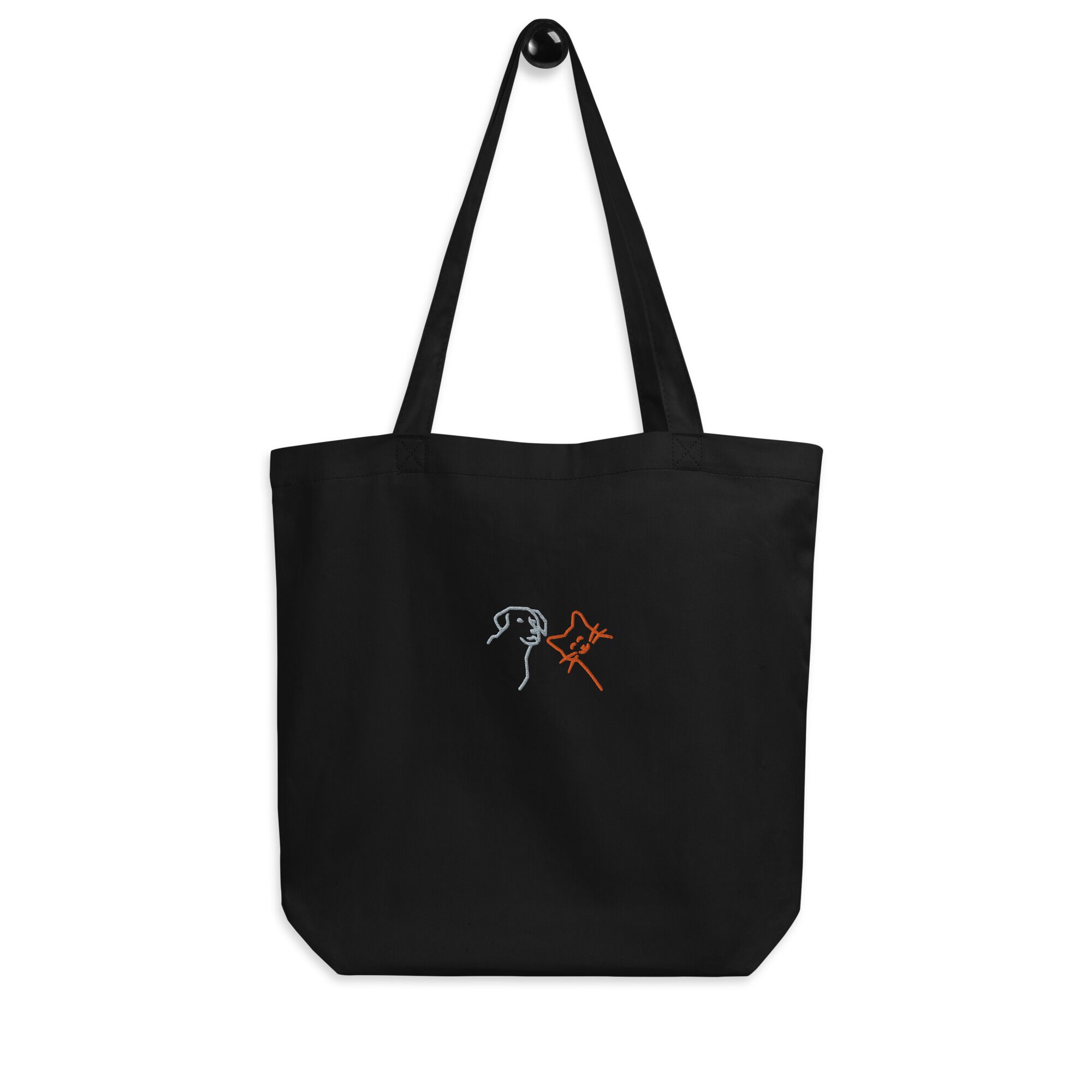 Cute Dog Cute Cat Embroidery Eco Tote Bag