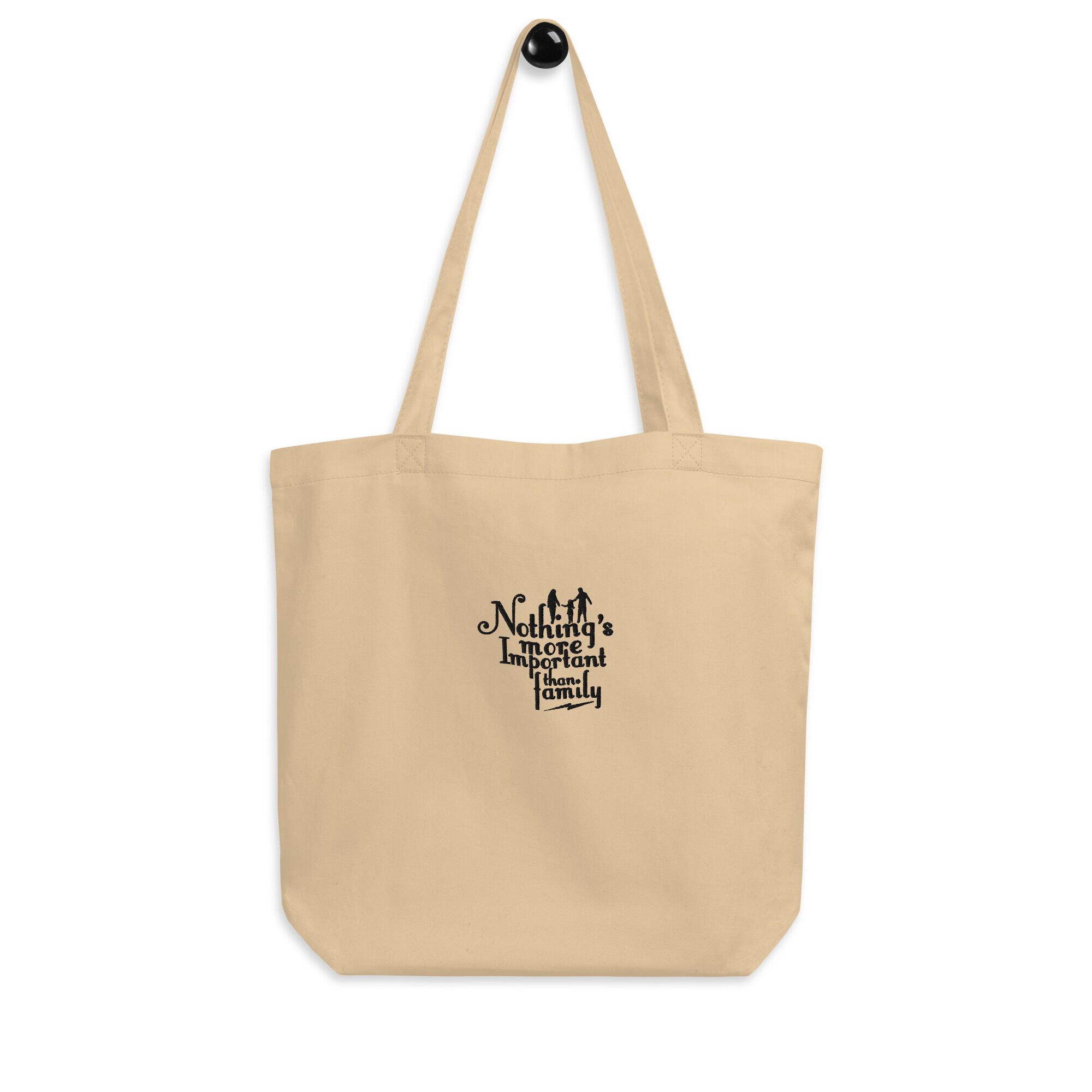 Nothing Is Important Than Family Embroidery Eco Tote Bag