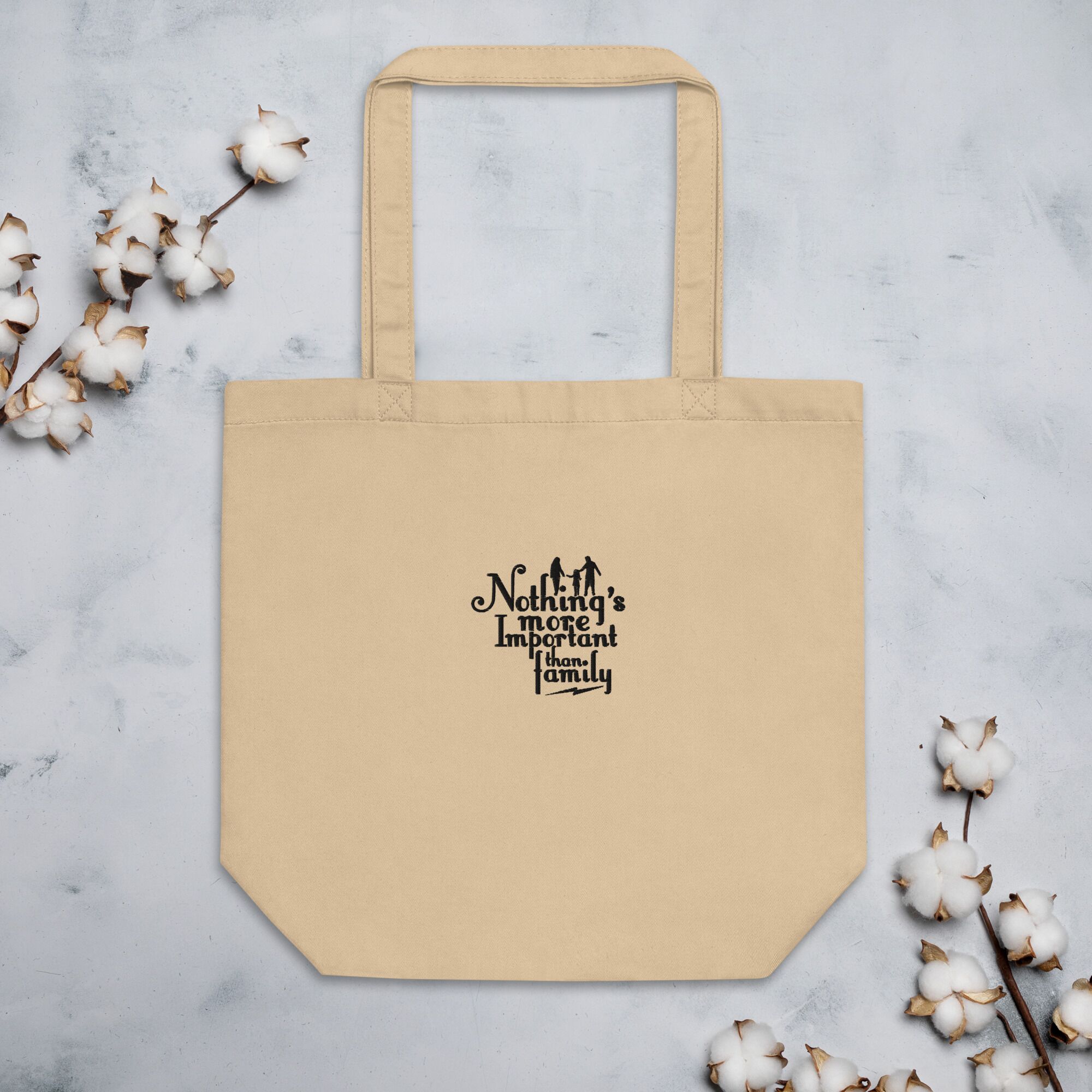 Nothing Is Important Than Family Embroidery Eco Tote Bag - Image 3