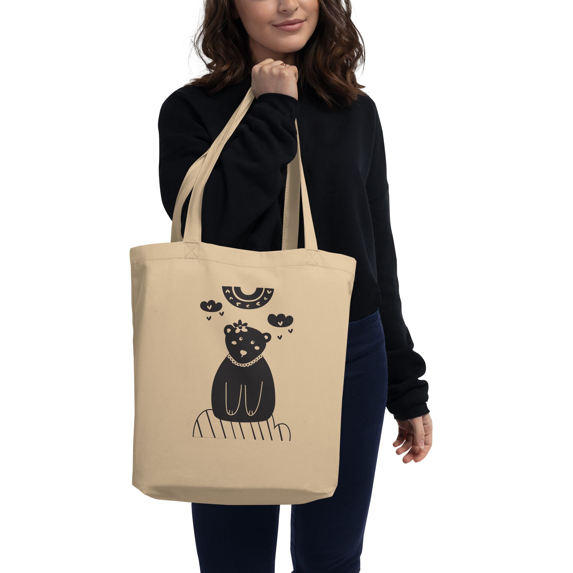 Boho Black Rabbit Eco Tote Bag - Image 3
