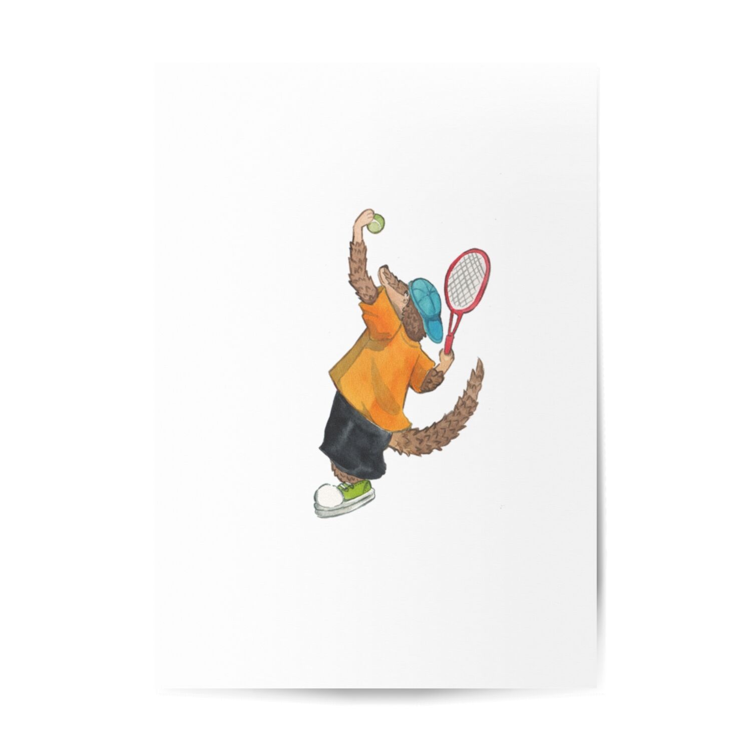 Pangolin Boy Good Vibes With Tennis Premium Matte Paper Poster