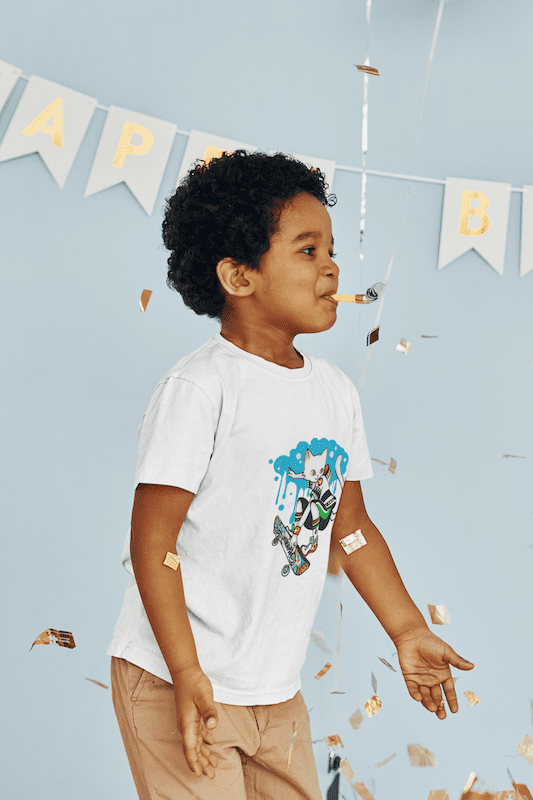 Skateboard Cool Boy Cat Kids Сrew Neck T-Shirt - Image 6