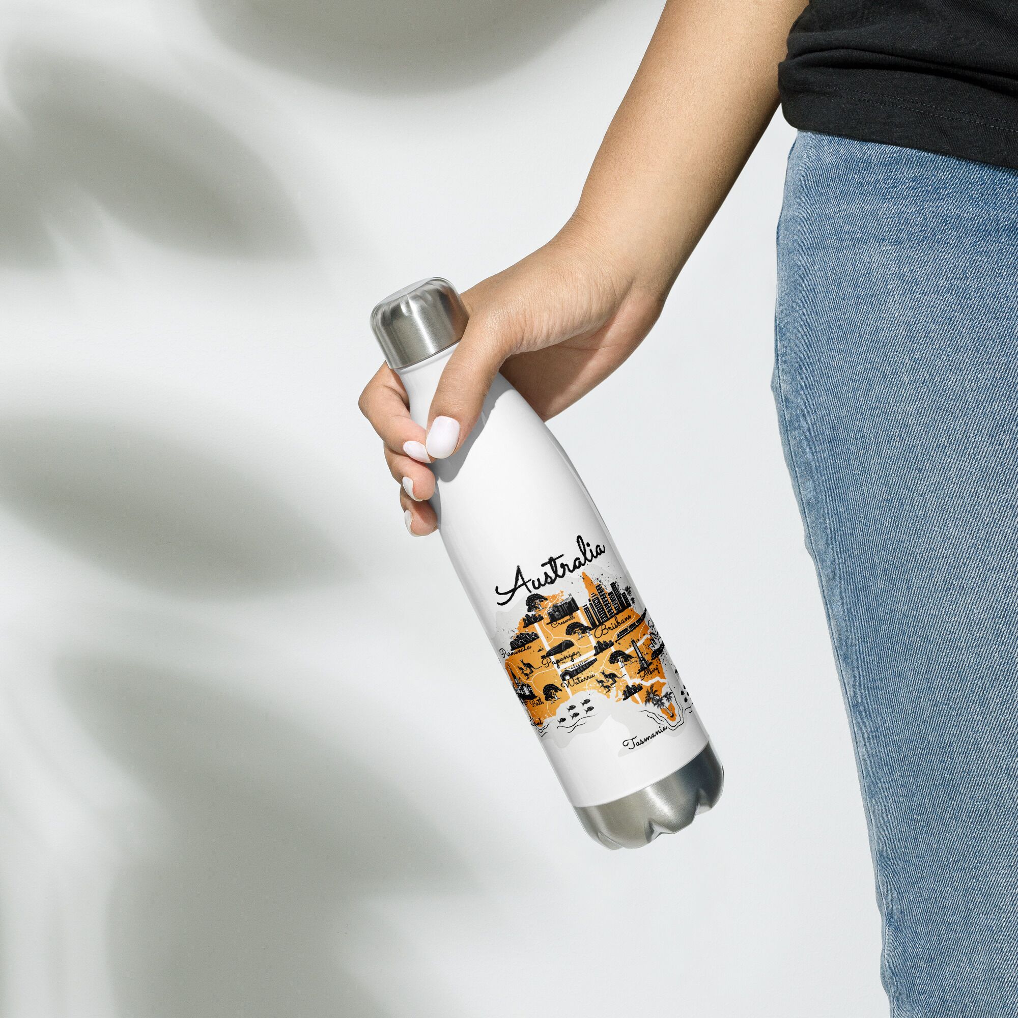 Australia Illustrated Map Stainless Steel Water Bottle - Image 2