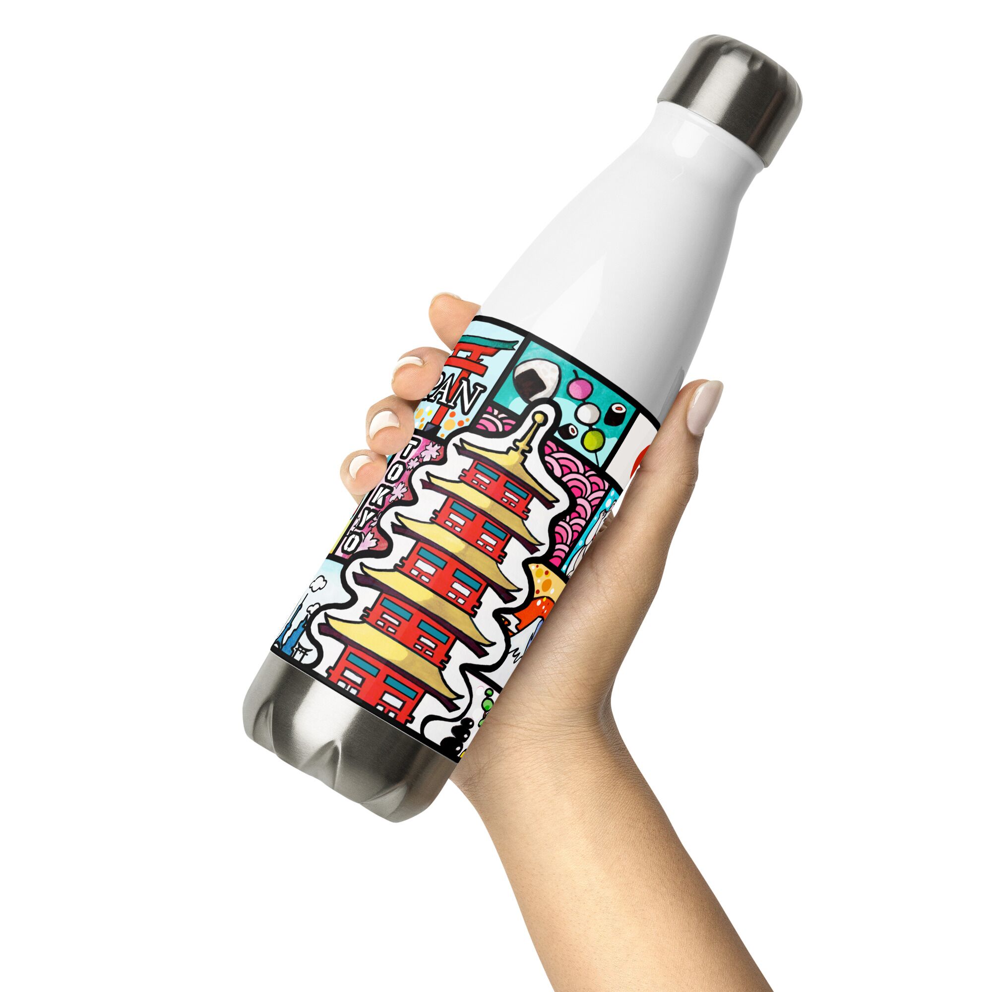 Tokyo Japan Abstract Map Stainless Steel Water Bottle - Image 7