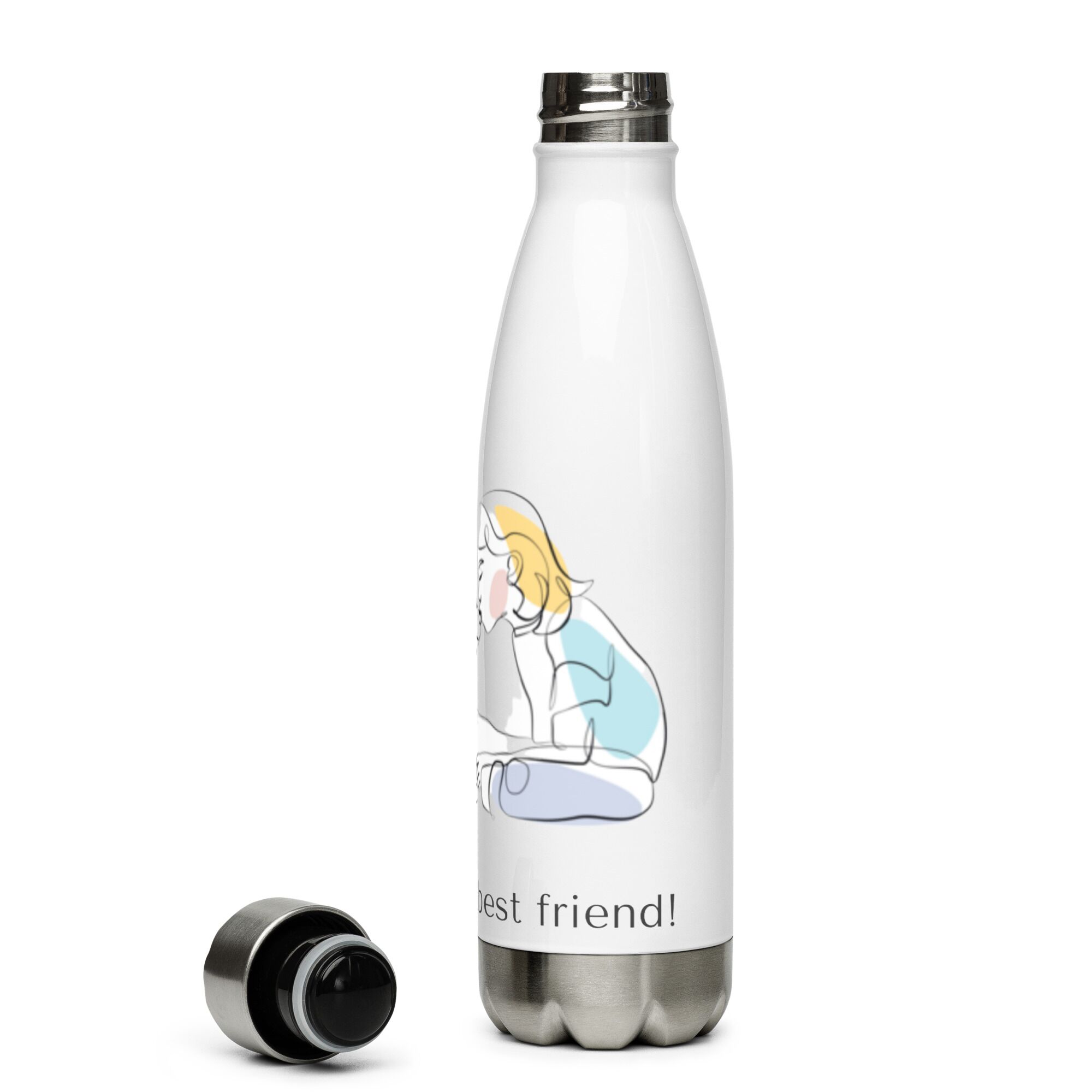 Little Girl Kissing Her Dog Stainless Steel Water Bottle - Image 7