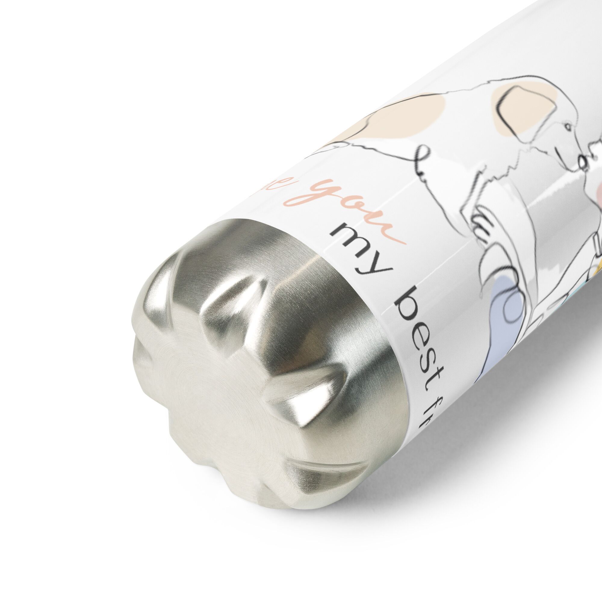 Little Girl Kissing Her Dog Stainless Steel Water Bottle - Image 6