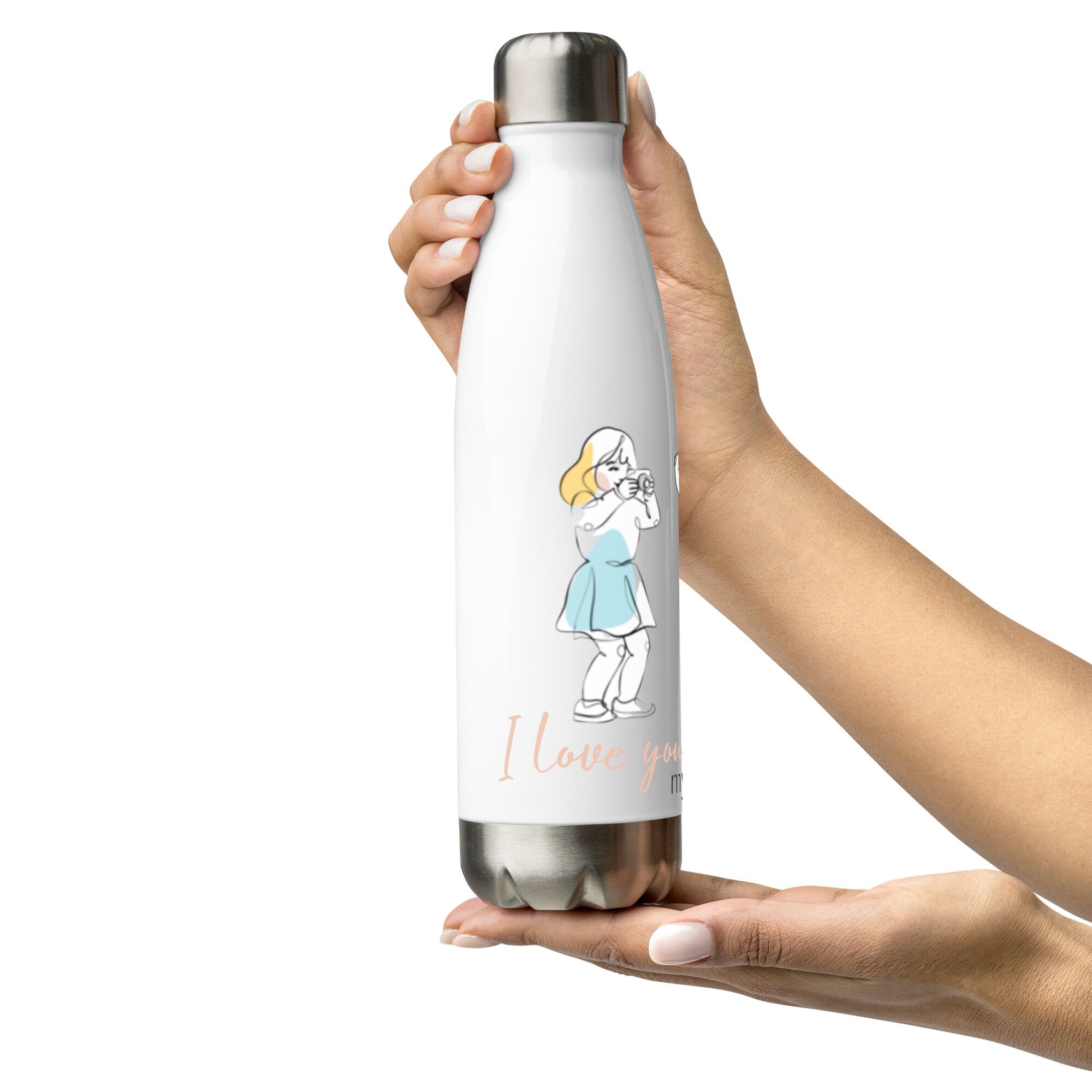 Little Girl Take Photo For Her Dog Stainless Steel Water Bottle - Image 3
